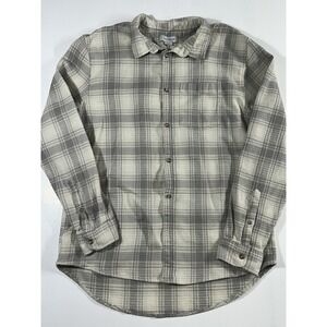 Cotton On Mens Long sleeve Plaid Flannel Shirt Grey/White Size XL